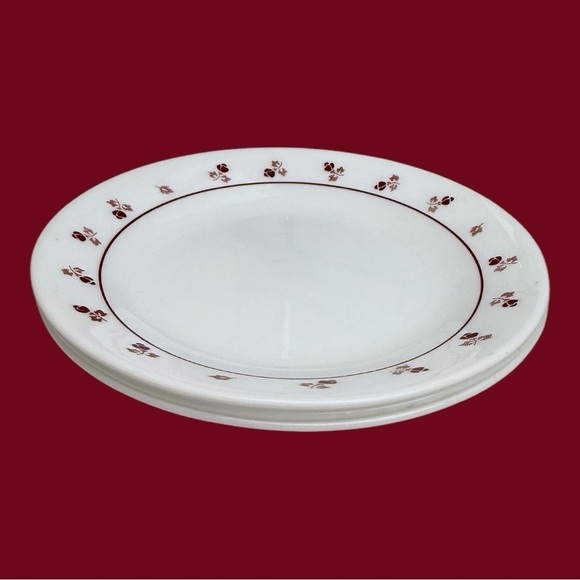 Corelle Other - Vintage Corelle Dessert Bread and Butter Plates Burgundy Rose 1990s Set of 3